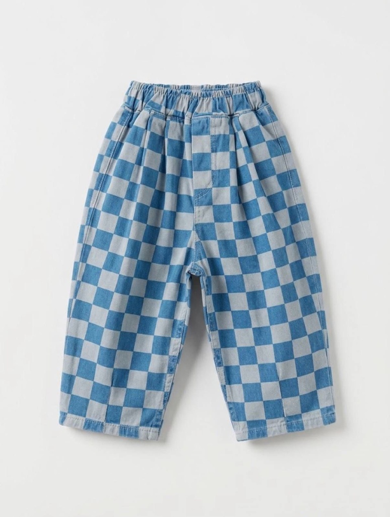 Denim Ballon Pants Checkered blue (2-3Y)